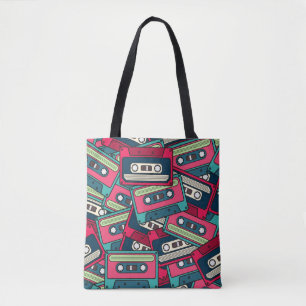 Tote Bag Colorful Irregular Seamless Cassette Pattern. Uniq