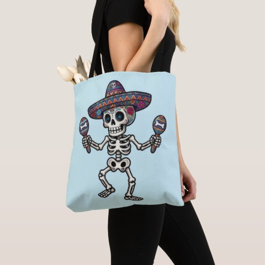 Tote Bag Colorful Mexican Skeleton (De près)