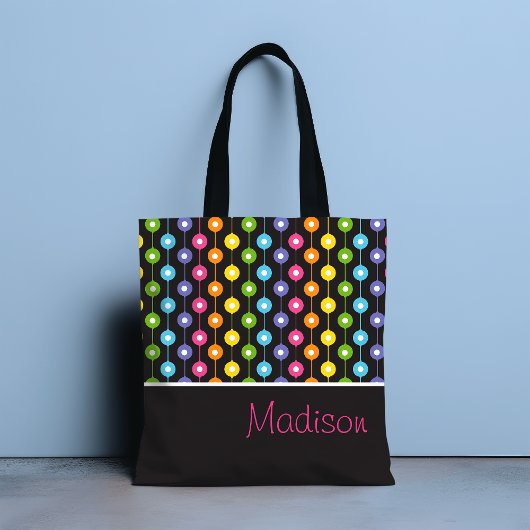 Tote Bag Colorful Modern Abstrait Rainbow Motif Nom