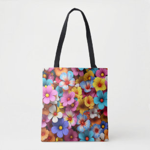 Tote Bag Colorful Pretty Flowers Motif-20240