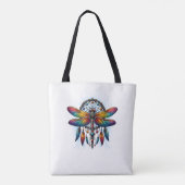 Tote Bag Colorful Psychedelic Dragonfly Dreamcatcher Boho (Dos)