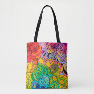 Tote Bag Colorful Retro 1960 Flower Power
