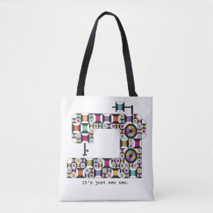 Tote Bag Colorful Sewing Machine Quilt Pattern Bag mort