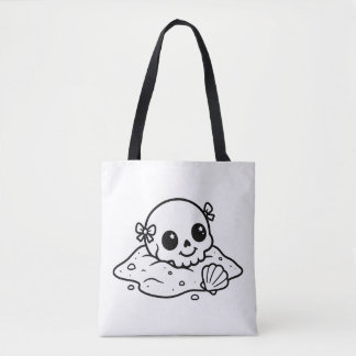 Tote Bag Coloriez Votre Propre Crâne Kawaii Sable Coquillag