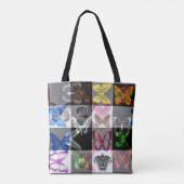 Tote Bag Colourful Butterfly Plaid Tartan Check Design  (Dos)