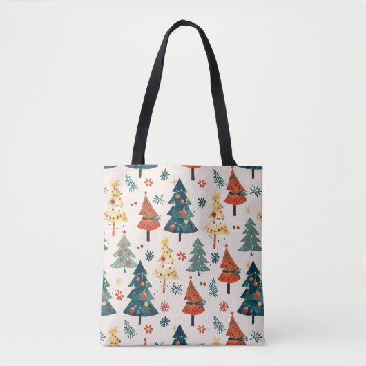 Tote Bag Colourful Christmas Pine Trees Seamless Pattern (Devant)