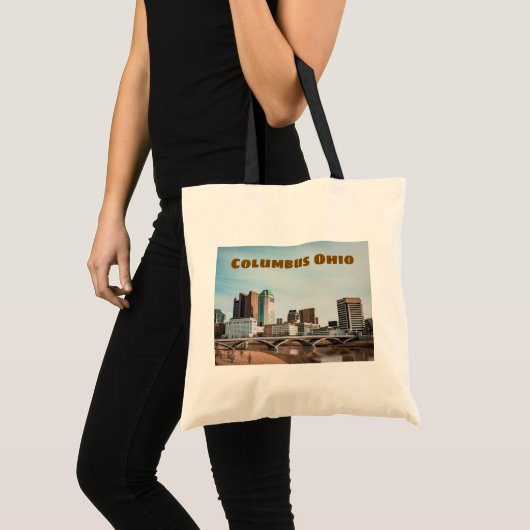 Tote Bag Columbus Ohio Downtown City Scène avec nom (Devant (produit))
