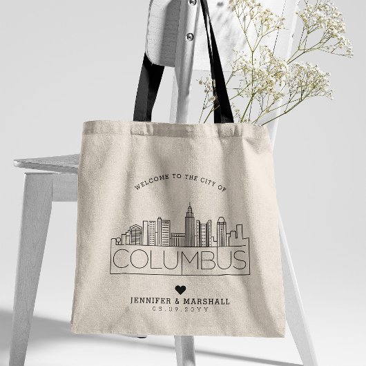 Tote Bag Columbus Ohio Mariage | Ligne Skyline Déco Stylisé