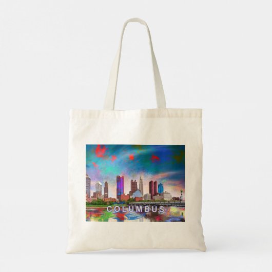 Tote Bag Columbus Skyline Art Abstrait (Dos)