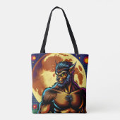Tote Bag Comic Book Style Werewolf devant la Pleine lune (Dos)