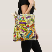 Tote Bag Comic Elements Motif coloré (De près)