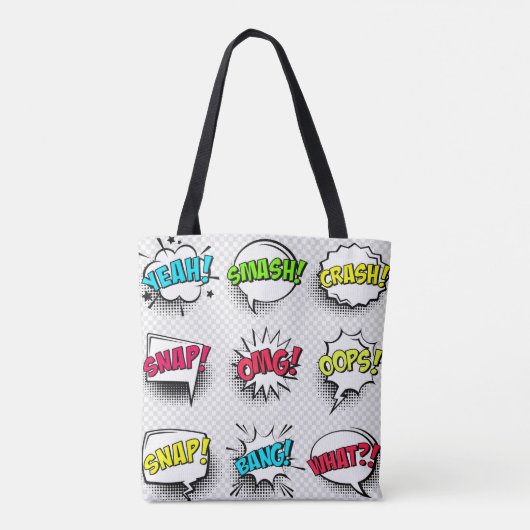 Tote Bag Comic speech bubbles with halftone shadow and text (Dos)