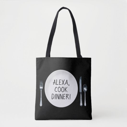 Tote Bag Commande Alexa sur l'assiette blanche (Devant)