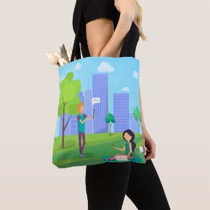 Tote Bag Communication sur les médias sociaux dans le parc