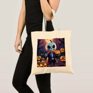 Tote Bag Compagnon squelette de patch de citrouille