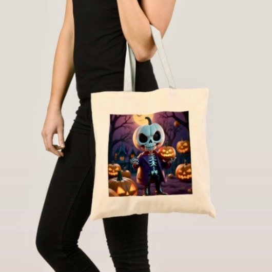Tote Bag Compagnon squelette de patch de citrouille