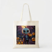 Tote Bag Compagnon squelette de patch de citrouille (Devant)