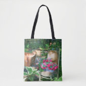 Tote Bag Composition de jardin de fleurs à l'huile (Devant)