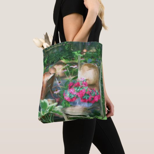 Tote Bag Composition de jardin de fleurs à l'huile (De près)