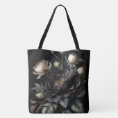 Tote Bag Composition de rose gothique Fleur noire (Dos)