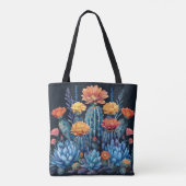 Tote Bag Composition des cactus à fleurs, succulents (Dos)