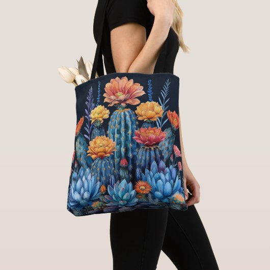 Tote Bag Composition des cactus à fleurs, succulents (De près)