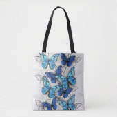 Tote Bag Composition des papillons blancs et bleus (Devant)