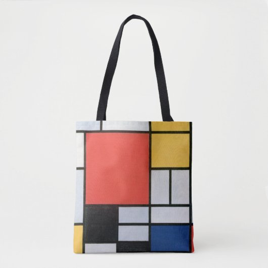 Tote Bag Composition Rouge, Jaune, Bleu, Noir, Mondrique (Devant)