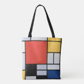 Tote Bag Composition Rouge, Jaune, Bleu, Noir, Mondrique (Dos)