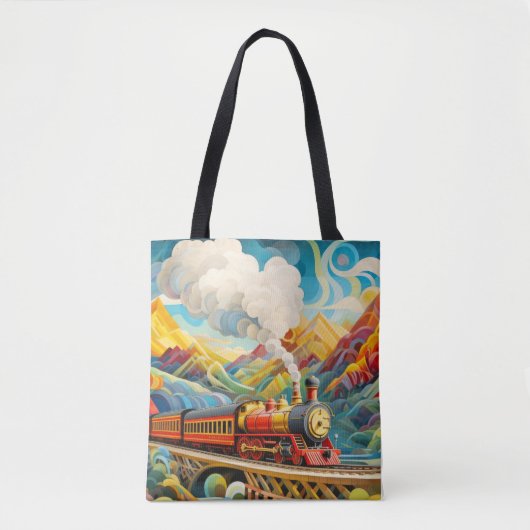 Tote Bag Concept de train de locomotives Abstrait paysage c (Devant)