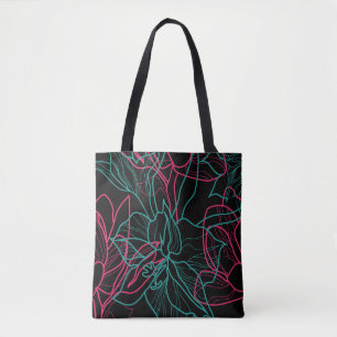 Tote Bag Conception Abstraite Floral Line Art Motif