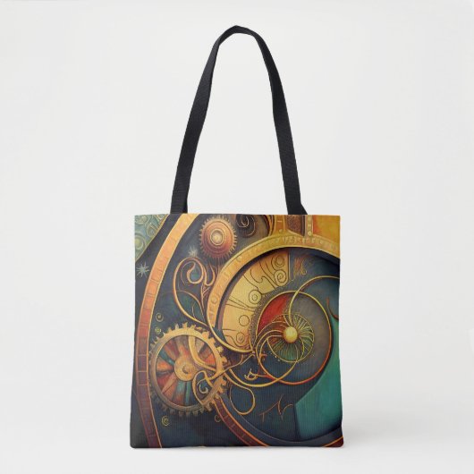 Tote Bag Conception Abstraite Horlogère Steampunk (Devant)