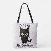 Tote Bag Conception adorable et superstitieuse de chats Fou (Dos)