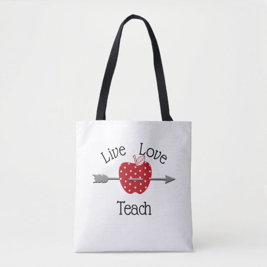 Tote Bag Conception Apple personnalisée Live-Love-Teach (Devant)