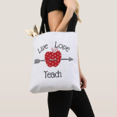 Tote Bag Conception Apple personnalisée Live-Love-Teach (De près)