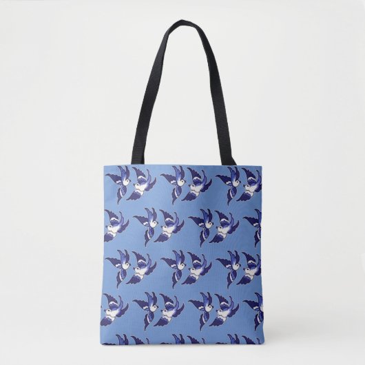 Tote Bag Conception bleue classique d'oiseau de la Chine de (Devant)