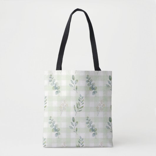 Tote Bag Conception botanique sans couture vert sauge (Devant)