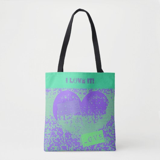 Tote Bag Conception cardiaque rétro violet et menthe (Devant)