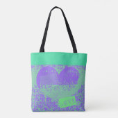 Tote Bag Conception cardiaque rétro violet et menthe (Dos)