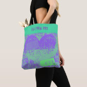 Tote Bag Conception cardiaque rétro violet et menthe (De près)