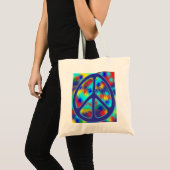 Tote Bag conception colorée de signe de paix (Devant (produit))
