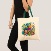 Tote Bag Conception colorée d'oiseaux (Devant (produit))