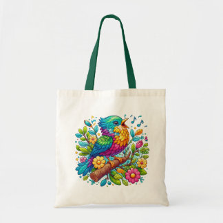 Tote Bag Conception colorée d'oiseaux