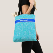 Tote Bag conception complexe personnalisée en bleu et blanc (De près)