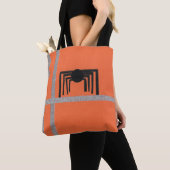 Tote Bag Conception d'araignée géométrique noir et orange (De près)