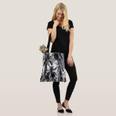 Tote Bag Conception d'arbres palmés gris posterisée (Sur le modèle)