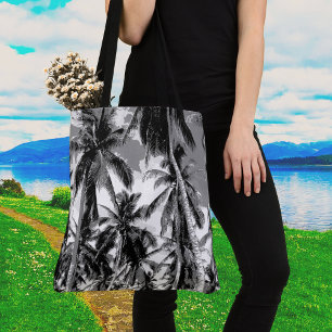 Tote Bag Conception d'arbres palmés gris posterisée