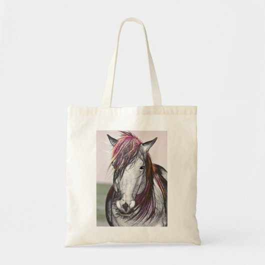 Tote Bag Conception d'art de cheveux de rose de cheval (Devant)