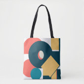 Tote Bag Conception d'art géométrique abstrait rétro au ris (Devant)