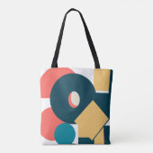 Tote Bag Conception d'art géométrique abstrait rétro au ris (Dos)